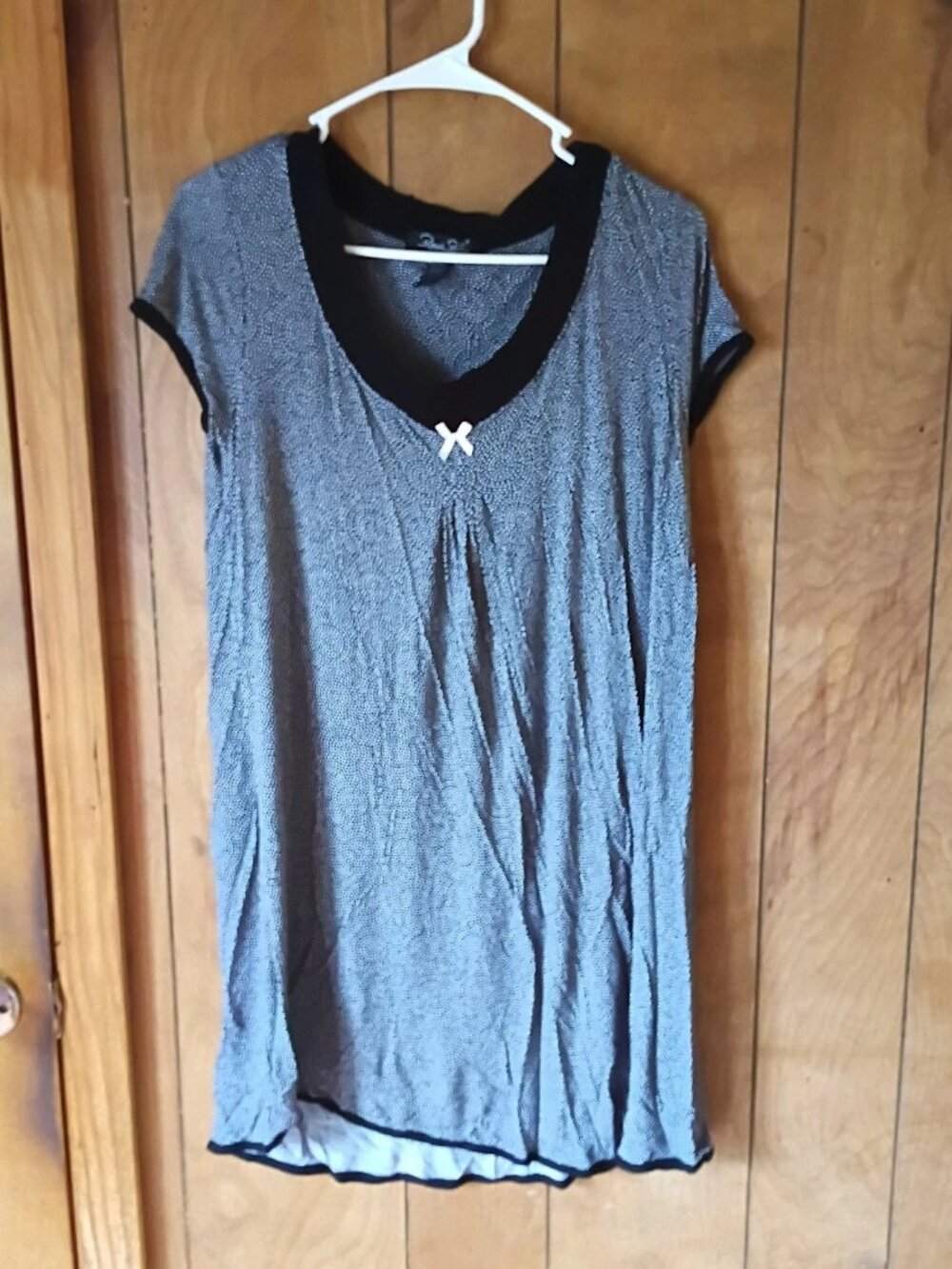 René Rofé Sleepwear Women M Nightgown Gray Black Lace Trim